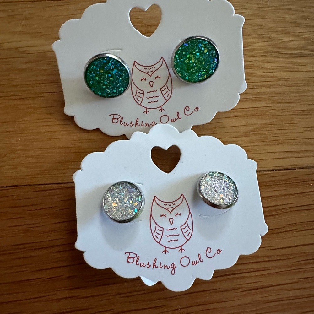Blushing Owl Company two pairs of sparkling spec stud earrings. Never worn. - Picture 1 of 4